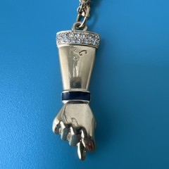 Vintage JACKIE COLLINS Rhinestone & Enamel FIGA Pendant Necklace – 28” – 1980s