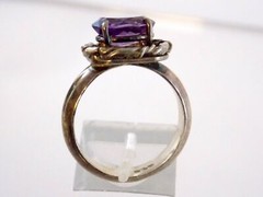 Sterling Silver Oval Cut Amethyst Ring 925 Braid Edge Motif Size 8.25 7.8g