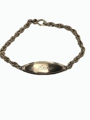 Vntg Speidel ID bracelet Engraved “Anna” in Gold Tone Twist chain