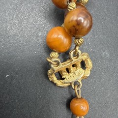 Hobe Signed Beaded Glass Brown Necklace 14” J5