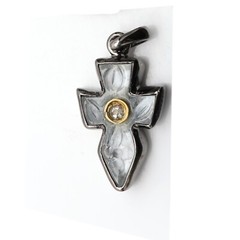 Vintage Aquamarine Cross Rough Natural Rough Gemstone Cross set in Silver (#56)