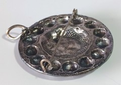 Vtg (Antique?) Norwegian Pewter FINN? Nordic Viking Shield Brooch Pendant