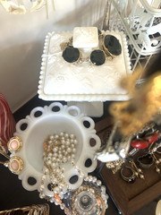 Vintage Estate Costume Jewelry Lot Glowers Trifari Avon Crystal w/Display Pcs.