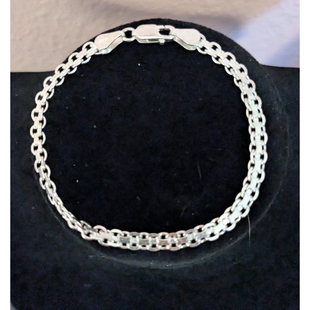 Vintage FAS Italy 925 Sterling Silver Double Link Chain Bracelet 7″ 4g
