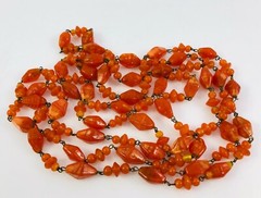 Vintage Art Deco Flapper Czechoslovakia Art Glass Burnt Orange Beaded Necklace