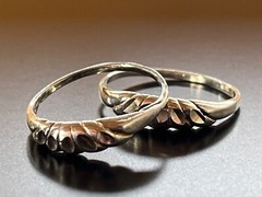 VTG Lot of 2 Handcrafted 925 Silver Stackable Rings Approx Size 7 Detailed 2.27G