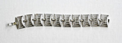Vintage Sarach Coventry Bird Cage Silver Tone Openwork Panel Link Bracelet
