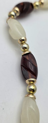Vintage Faux Amber Milky Lucite Twisted Bead Necklace Gold Tone 30 In