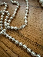 Monet Hand Knotted Glass Pearl Necklace 30″ Lot of 2 Vintage