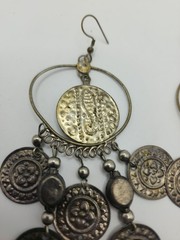 Vintage Bohemian Coin Earrings NonMagnetic Brass Zinc Alloy Chandelier Hoop Boho