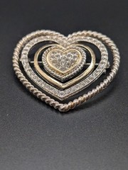 Vintage Monet Triple Heart Brooch Pin Mid-century Costume Jewelry Signed