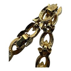 Vintage Gold-Tone Leaf Link Necklace with Rhinestones – Signed “4044”