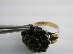 Antique Unmarked 14k Gold Rose Cut Garnet Ring Size 6.25 Weighs 4g 1 MISSING GEM