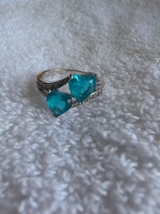BLUE HEART STONES DIAMOND ACCENT 925 STAMPED PLATED ring size 8