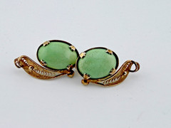 Vintage Designer Sorrento Sterling 925 Silver Green Turquoise Clip On Earrings