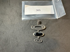 5.50g Sterling Silver Vintage 925 Black Marcasite Art Deco Link Pendant