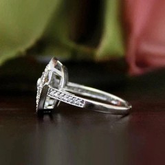 Vintage Art Deco Style Round Lab Created Diamond Wedding 14k White Gold FN Ring
