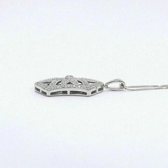 Art Deco Style Lab Created Diamond Engagement Wear 14K White Gold Finish Pendant