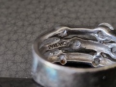 Vintage Sterling Silver Thailand Ring with clear stones. Nickel Free. Size 8