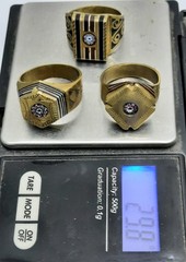 Morocco Top Brass Three Men’s Ring Chevron Bead Engraving Pieces US Size 11