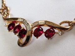 Alfred Philippe Trifari 1940’s Pat Pending Ruby & Clear 3 Piece Necklace Set