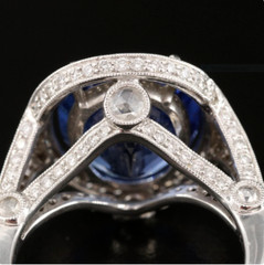 4.0Ct Lab-Created Sapphire Halo Engagement 925 Silver Ring 14K White Gold Finish
