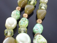 Vintage West Germany Multi Strand Green Bead Necklace 16.5–18″