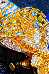 SWAROVSKI Parrot Brooch Aqua & Green Pave Crystals Gold Encrusted