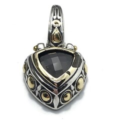 Vintage Renaissance Revival 2-Tone Black Onyx Cubic Zirconia Pendant