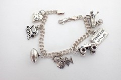 Vintage Sterling Silver AGI Italy Charm Bracelet 7 SJC Charms Monster Truck Golf
