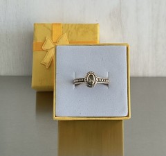Vintage Ross Simons Dainty Citrine Solitaire Ring Vermeil 925 Silver Size 7