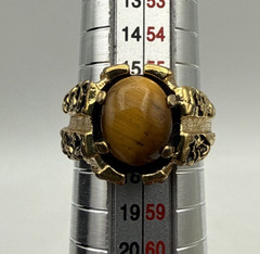 Vintage Statement Ring Tiger’s Eye Cobochon Size 8