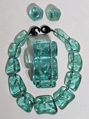 Runway Gerda Lynngaard Monies Seafoam Green Lucite Necklace Bracelet Earring Set