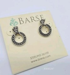 Sterling Silver BARSE Dangle Pierced Earrings Vintage .75 in
