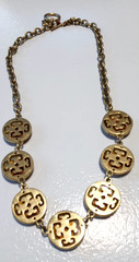 Vintage LC Lauren Conrad stamped Gold-tone Faux Amber Round Necklace