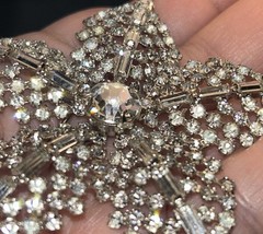 Vintage Hollywood Regency Rhinestone Star Brooch Atomic Baguette Pin 3” 50s 24g