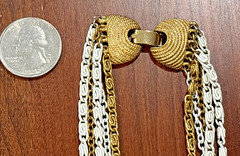 8 Vintage Now Gold Tone White Paint Necklaces Monet Vendome Roget Napier Earring