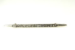 925 Sterling Silver Top Cubic Zirconia Vintage Bar Brooch 3.1 Grams (PEN5771)