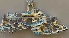 Vintage Jewelry Brooch Lot 6pc Signed AJC Silver Tone Rhinestone AB Wreath Pin