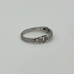 Vintage Antique Art Deco Platinum Diamond Filigree Wedding Band Ring Size 5.75