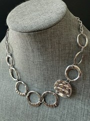 Vintage Chunky Chain Link Necklace Silver Tone 18” Collar Bib Career Stackable