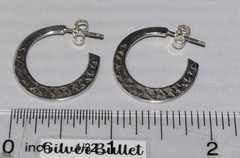 Vintage Sterling Silver Oxidized Scrolled 3/4 Hoop Earrings