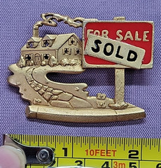 AJC Pin Brooch Real Estate Sold Sign Red Enamel Realtor Sign Pin Back Used