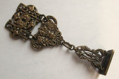 ANTIQUE VICTORIAN BRONZE ORNATE WATCH FOB SEAL PENDANT CHARM