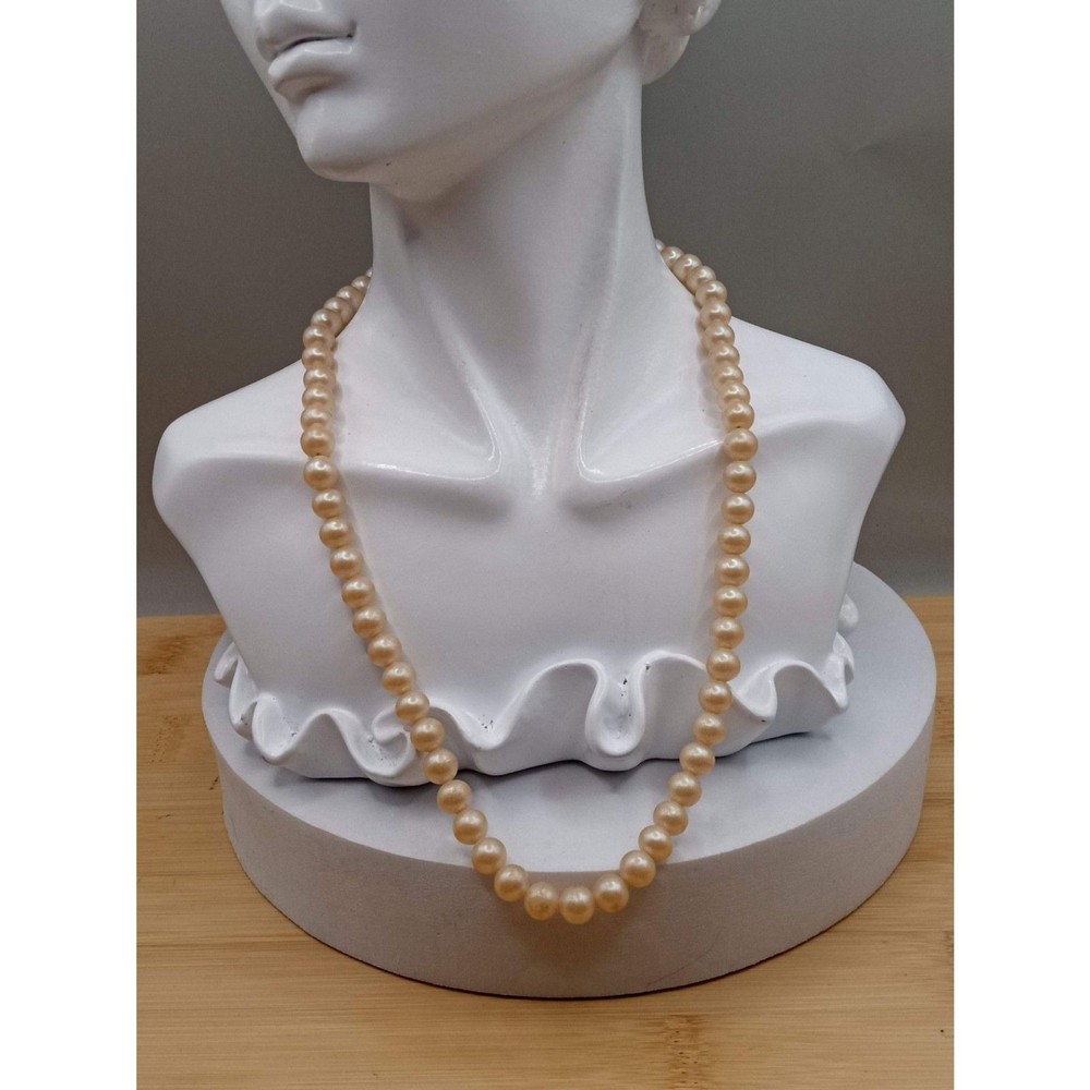 Vintage 1950s Made in Japan Single Strand Champagne Simulated Pearl Necklace