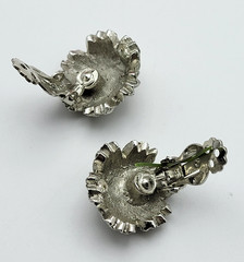 Vintage Flower Burst Clip On Stud Earrings Silver Tone 21mm