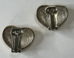 Vintage Basket Weave Raised Heart Shape 1980s Clip on earrings Gold Silver Tone