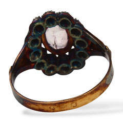 French Antique Pink Tourmaline Diamond Halo Ring 18K Yellow Gold Silver Size 7
