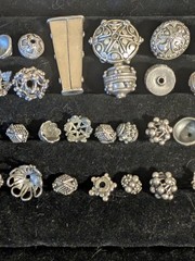 40 Beautiful Bali Jewelry Bead Lot With Two Pendants! 800-925 Silver! 3+ Oz!
