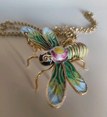 Cloisonné Enamel Dragonfly Ornament Or Pendant NYCO 24″ Chain #0112